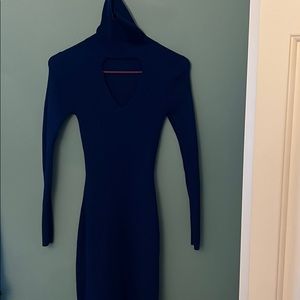 Zara Royal Blue Knit Turtleneck Maxi Dress Size S